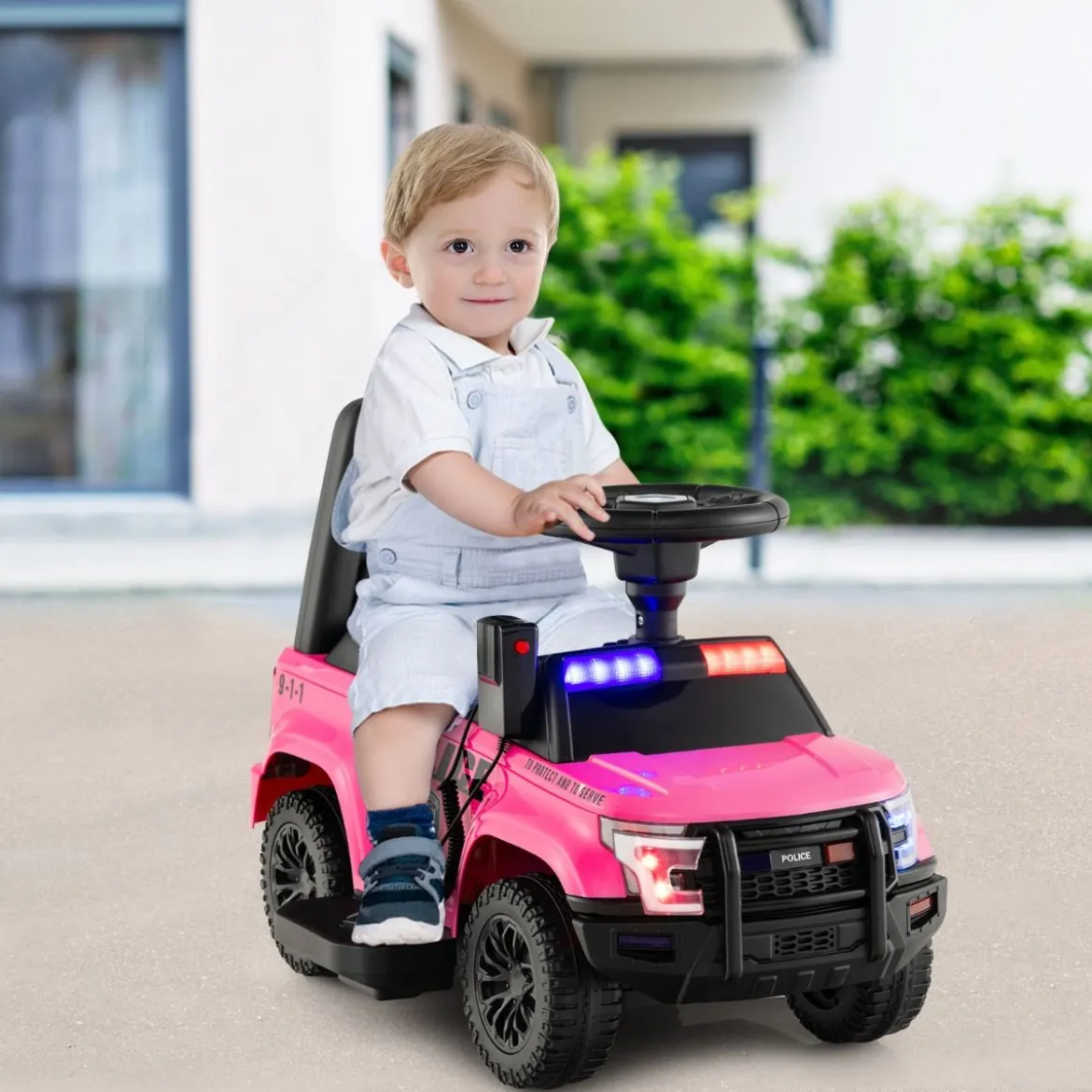 Polizei Elektroauto für Kinder 6V Elektrisches Kinderauto mit Stauraum Schwarz/Rosa/Weiß