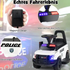 Polizei Elektroauto für Kinder 6V Elektrisches Kinderauto mit Stauraum Schwarz/Rosa/Weiß
