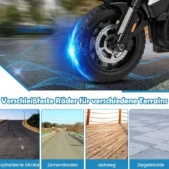 Polizeimotorrad für Kinder Akkubetriebenes Motorrad mit 2 Stützrädern 110 x 82,5 x 63 cm Weiß