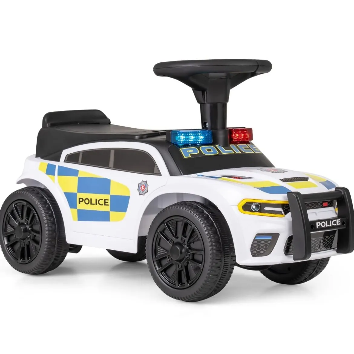 Polizei-Rutscher-Auto für Kleinkinder Rutschauto mit blinkenden Lichtern Musik Sirene Weiß