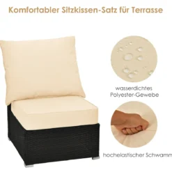 Polster für Gartenmöbel Sitzkissen 60 x 60 x 15 cm + Rückenlehne 60 x 40 x 20 cm Gartenstuhl Auflagen Weiß