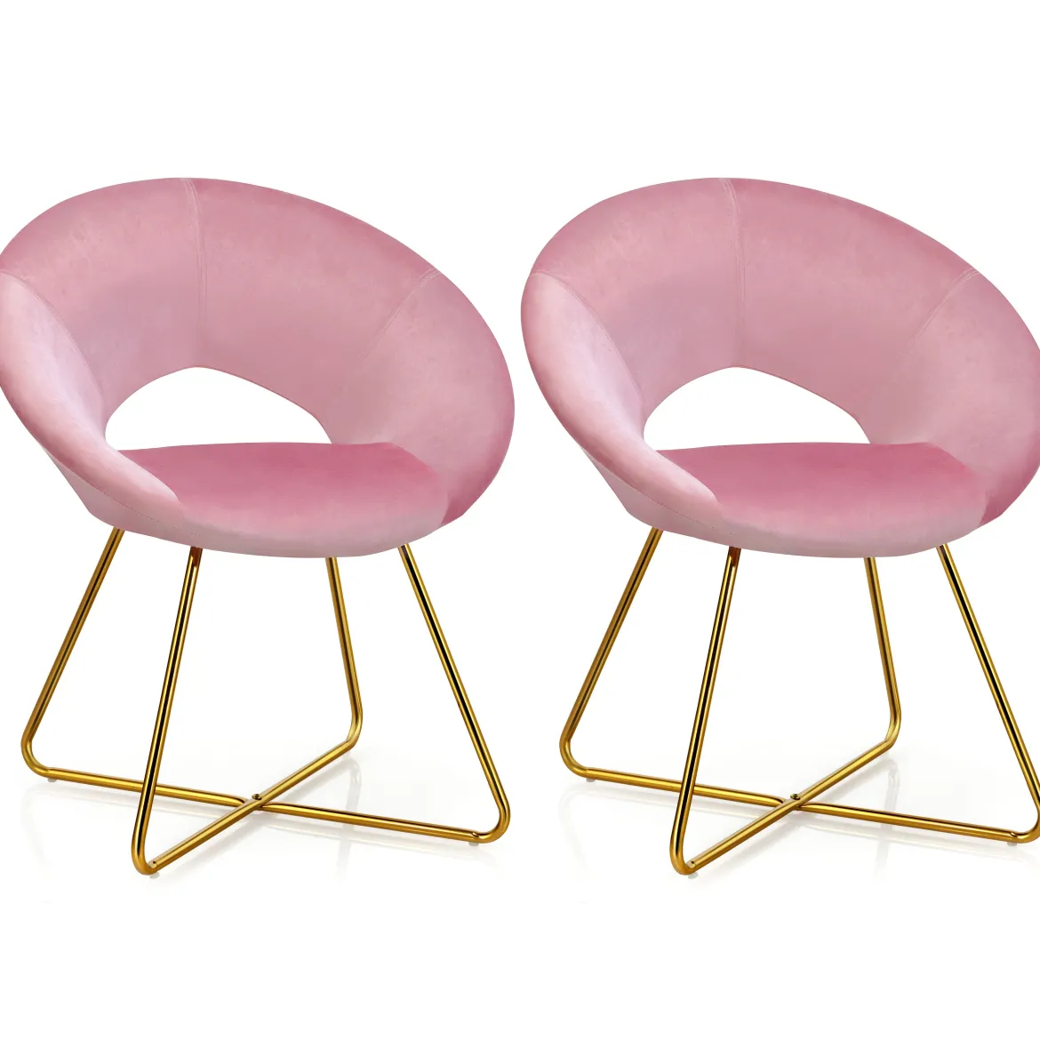 Polstersessel mit Metallbeinen Schminktisch Stuhl bis 120kg belastbar Wohnzimmerstuhl Rosa