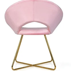 Polstersessel mit Metallbeinen Schminktisch Stuhl bis 120kg belastbar Wohnzimmerstuhl Rosa