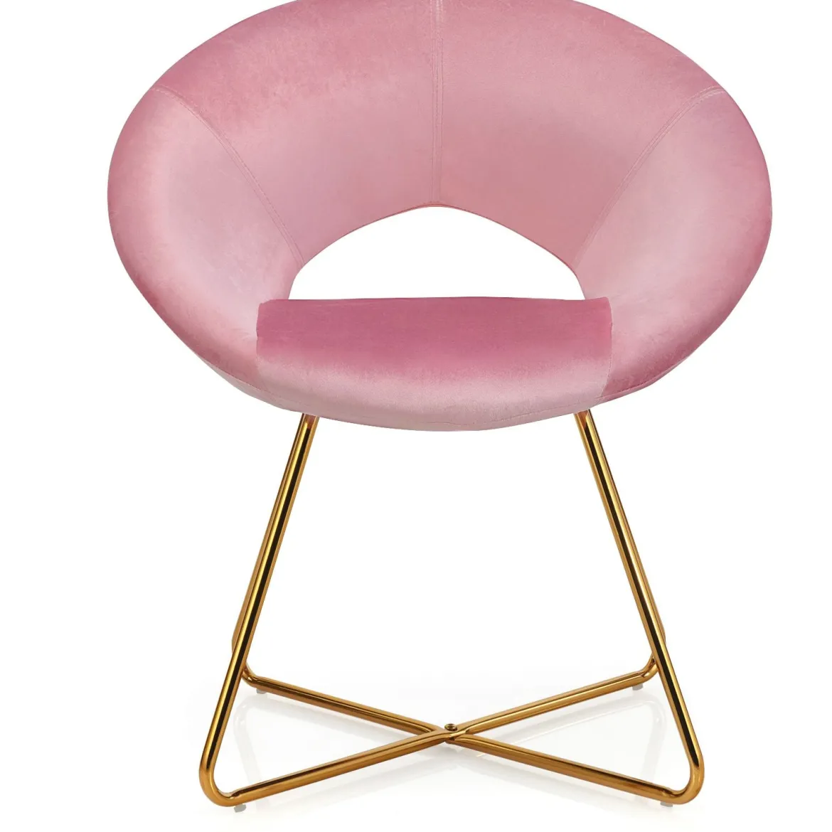 Polstersessel mit Metallbeinen Schminktisch Stuhl bis 120kg belastbar Wohnzimmerstuhl Rosa