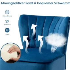 Polsterstuhl Esszimmerstuhl gepolstert Wohnzimmerstuhl Designerstuhl Akzentstuhl Blau