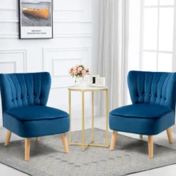Polsterstuhl Esszimmerstuhl gepolstert Wohnzimmerstuhl Designerstuhl Akzentstuhl Blau