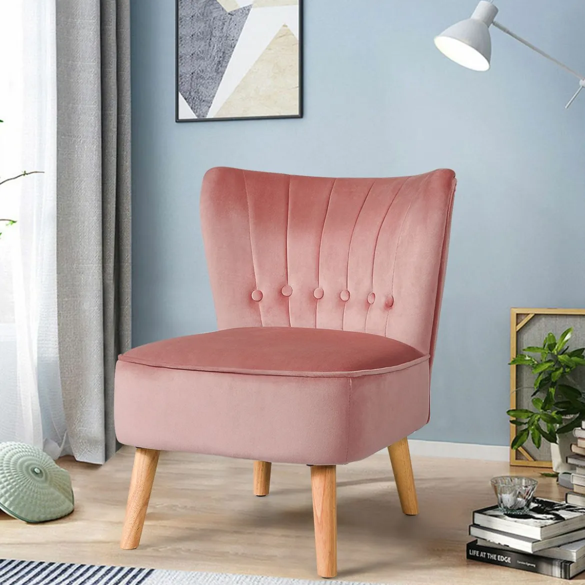 Polsterstuhl Esszimmerstuhl gepolstert Wohnzimmerstuhl Designerstuhl Akzentstuhl Rosa