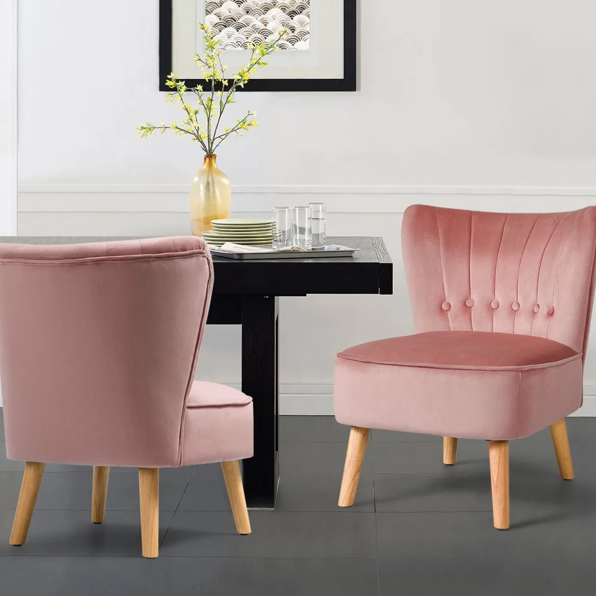 Polsterstuhl Esszimmerstuhl gepolstert Wohnzimmerstuhl Designerstuhl Akzentstuhl Rosa