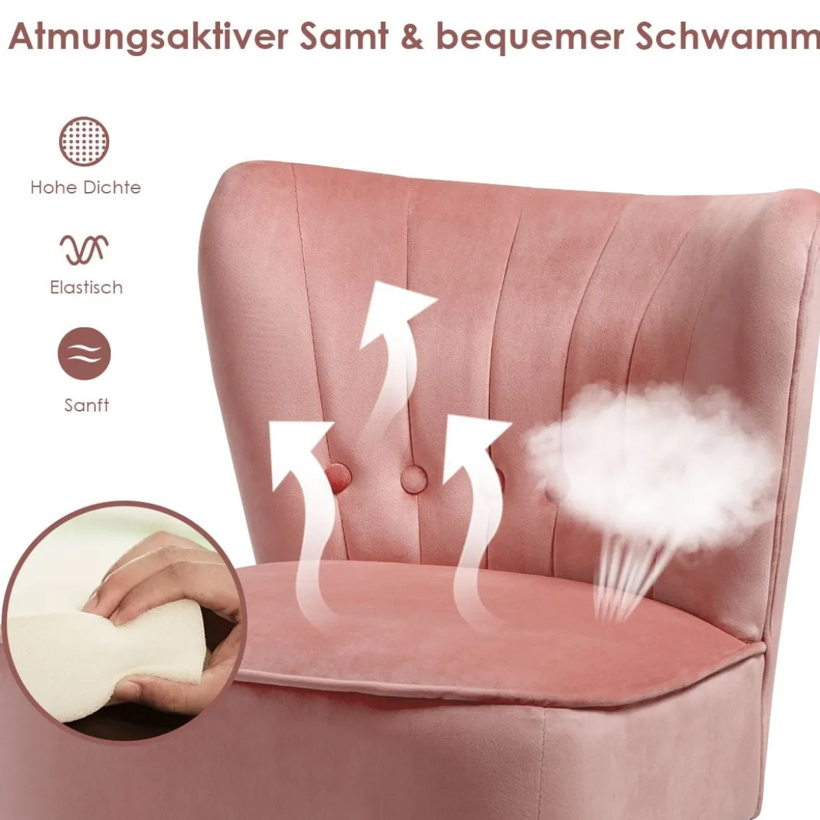 Polsterstuhl Esszimmerstuhl gepolstert Wohnzimmerstuhl Designerstuhl Akzentstuhl Rosa