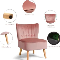 Polsterstuhl Esszimmerstuhl gepolstert Wohnzimmerstuhl Designerstuhl Akzentstuhl Rosa