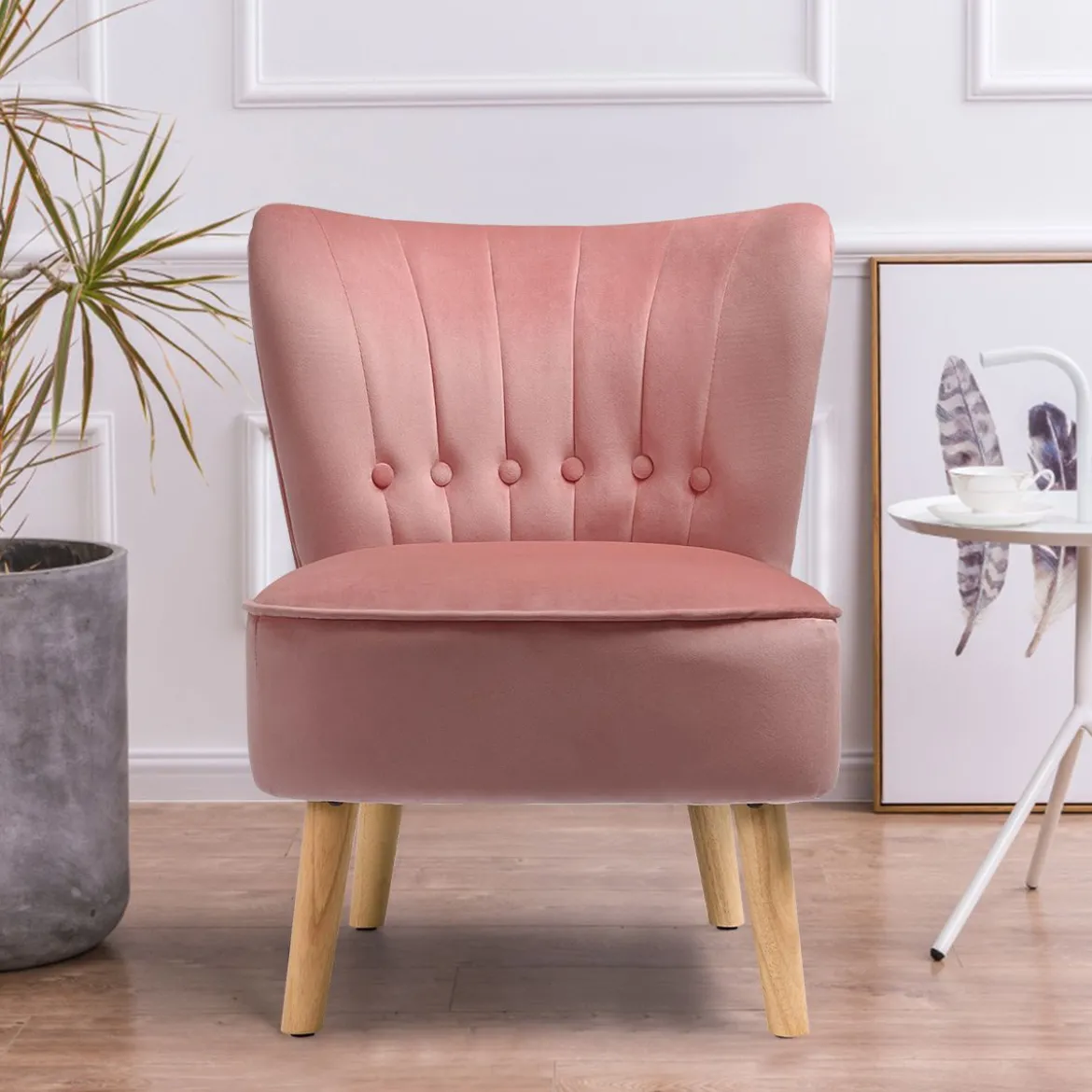 Polsterstuhl Esszimmerstuhl gepolstert Wohnzimmerstuhl Designerstuhl Akzentstuhl Rosa