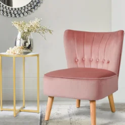 Polsterstuhl Esszimmerstuhl gepolstert Wohnzimmerstuhl Designerstuhl Akzentstuhl Rosa
