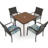 Polyrattan Gartenmöbel Set für 4 Personen Tischplatte aus WPC mit Schirmloch Gartengarnitur
