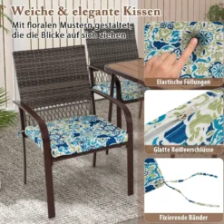 Polyrattan Gartenmöbel Set für 4 Personen Tischplatte aus WPC mit Schirmloch Gartengarnitur