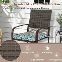 Polyrattan Gartenmöbel Set für 4 Personen Tischplatte aus WPC mit Schirmloch Gartengarnitur