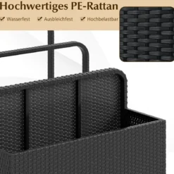 Pool Aufbewahrungskorb mit Rollen PE Rattan Aufbewahrungsbehälter für Schwimmhilfen Schwarz