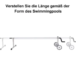 Pool Aufrollvorrichtung Fahrbarer Aufrollsystem für Solarabdeckplane 150 cm bis 570 cm Aluminium