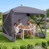 Pop-Up Faltpavillon Sonnenschutz Pavillon mit Abnehmbaren Seitenwänden 240 x 240 x 220 cm