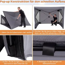 Pop-Up Faltpavillon Sonnenschutz Pavillon mit Abnehmbaren Seitenwänden 240 x 240 x 220 cm