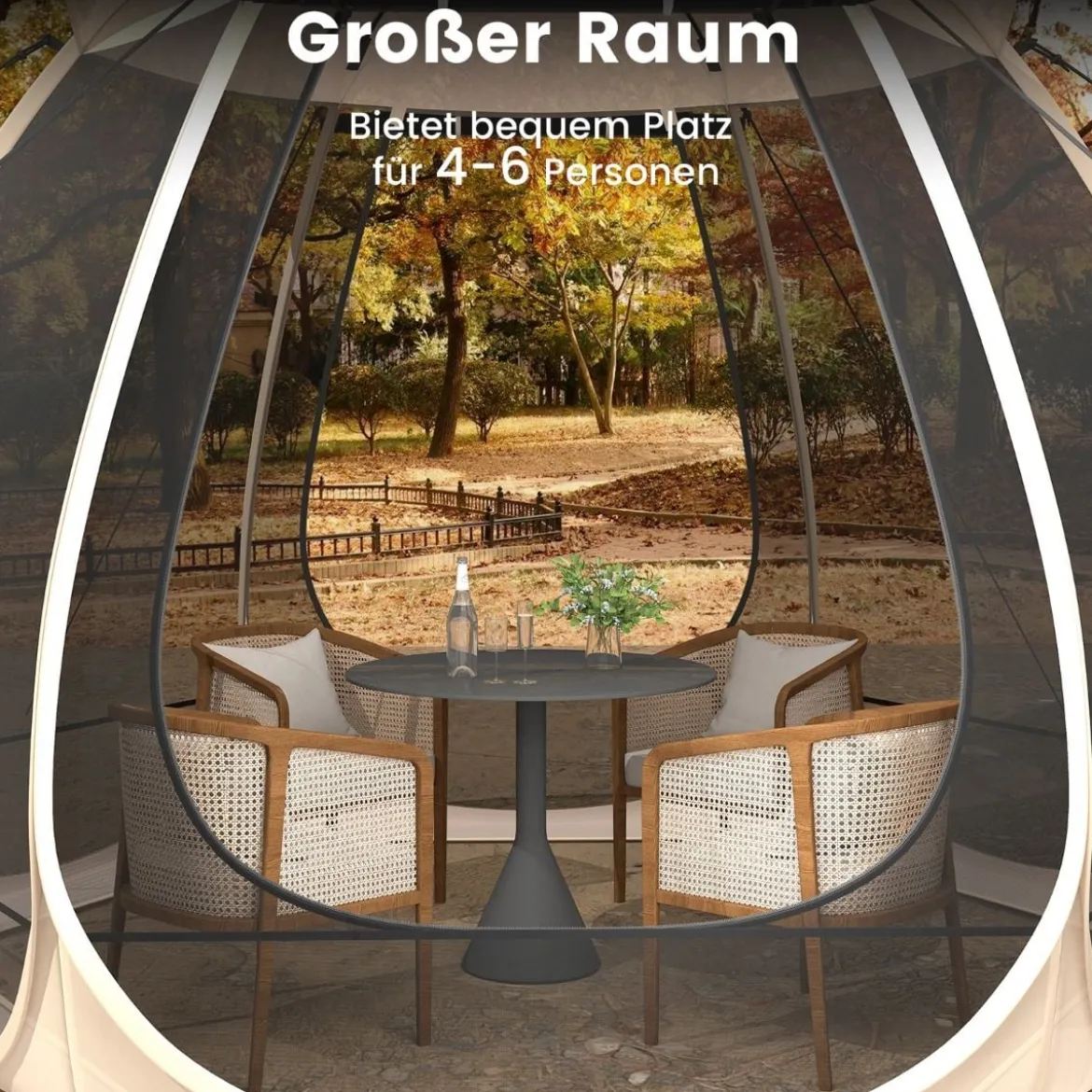 Pop-up-Mesh-Pavillon für 4–6 Personen 310 x 270 cm faltbares Outdoor-Campingzelt mit Rundum-Mesh