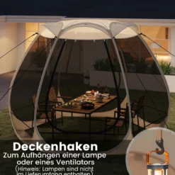 Pop-up-Mesh-Pavillon für 4–6 Personen 310 x 270 cm faltbares Outdoor-Campingzelt mit Rundum-Mesh