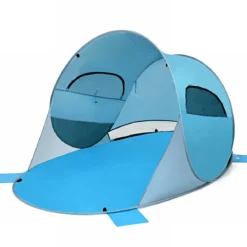 Pop Up Strandmuschel 3-4 Personen Strandzelt Sonnenschutz Wurfzelt für Outdoor Blau