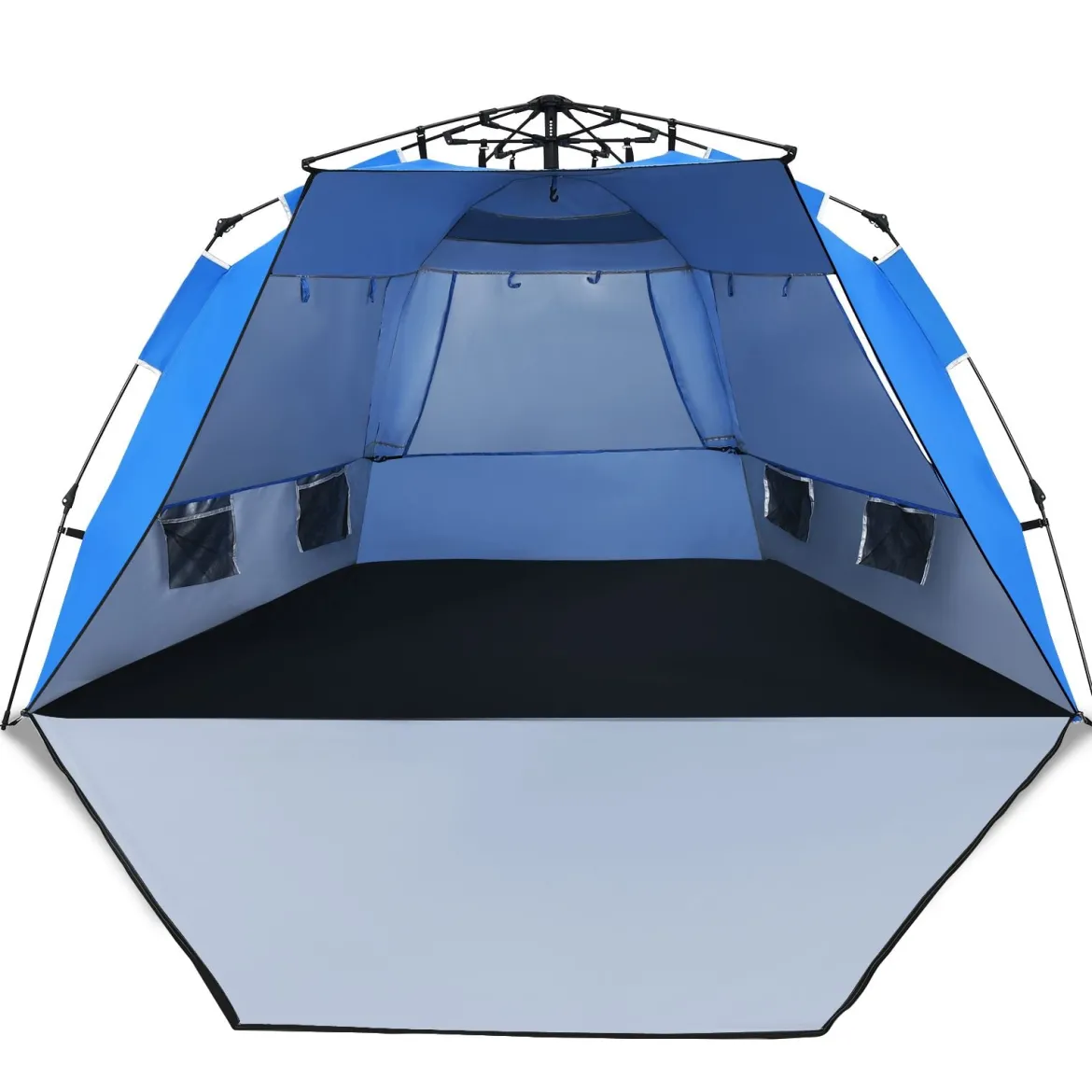 Pop Up Strandzelt für 3-4 Personen UPF 50+ Sonnenschutz Campingzelt 252 x 127 x 132 cm Blau