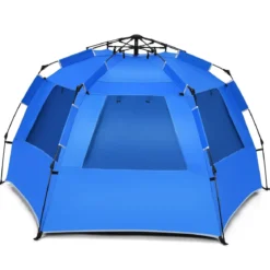 Pop Up Strandzelt für 3-4 Personen UPF 50+ Sonnenschutz Campingzelt 252 x 127 x 132 cm Blau