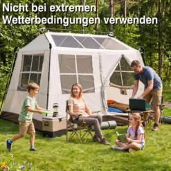 Pop-Up Zelt für 4 Personen Faltbares Campingzelt mit 4 Mesh‑Fenstern und 2 Dachfenstern 275 x 245 x 188 cm
