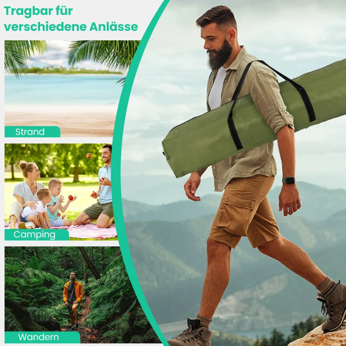 Pop-up Zelt für 2-4 Personen mit Abnehmbarem Regenverdeck & 2 Moskitofenstern & 2 Reißverschlusstüren