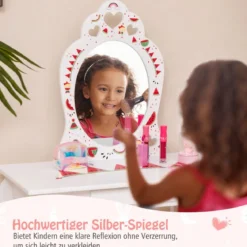 Prinzessin Schminktisch-Set 2-in-1 Kinder Schminktisch mit abnehmbarem Spiegel Weiß