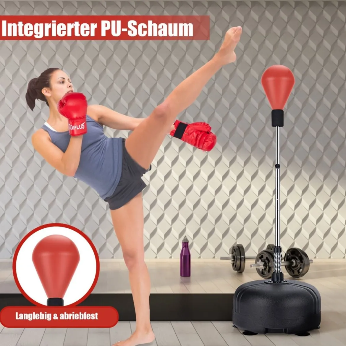 Punchingball 140-158 cm höhenverstellbar Boxsack Set freistehend Standboxball