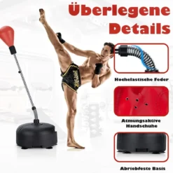 Punchingball 140-158 cm höhenverstellbar Boxsack Set freistehend Standboxball