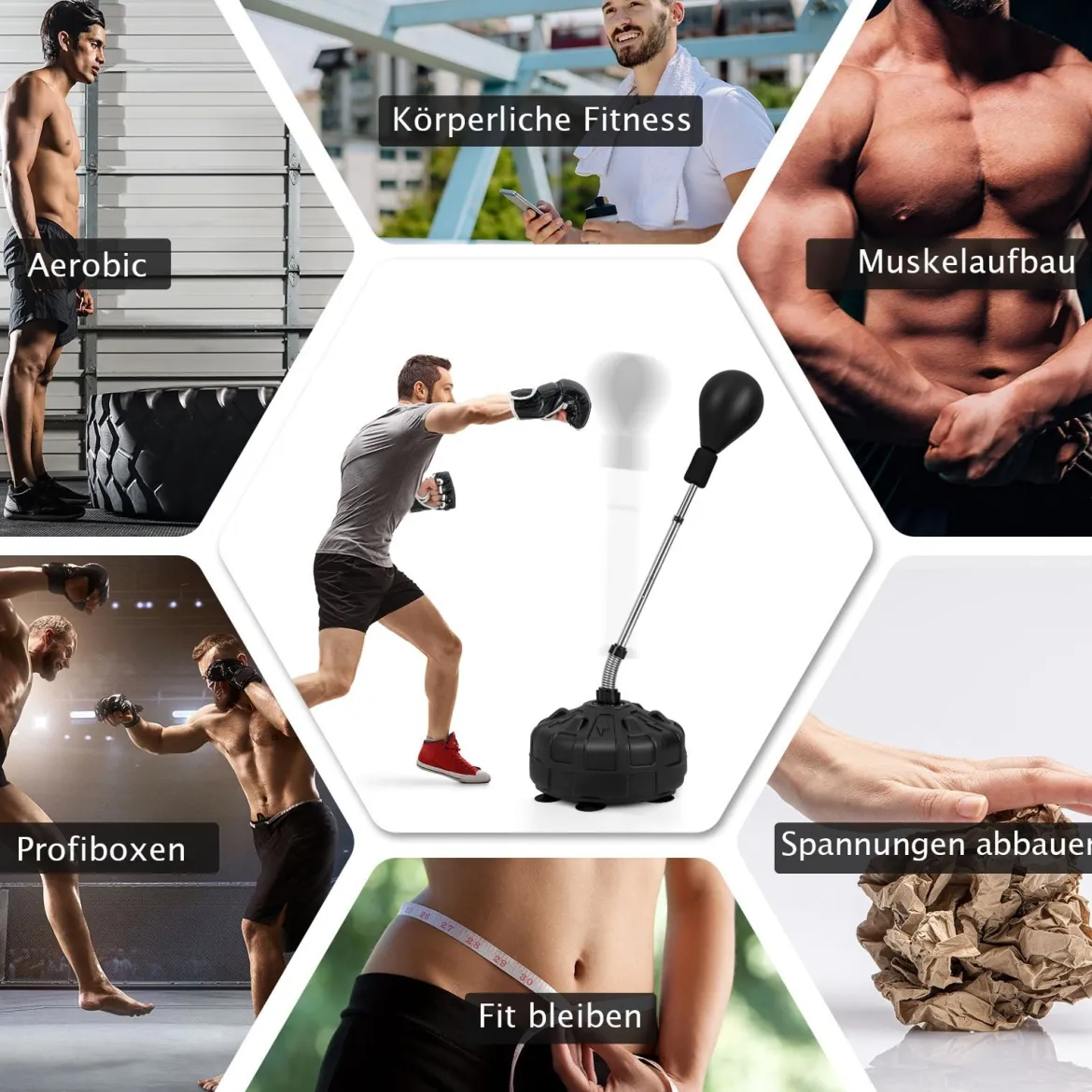 Punchingball mit Ständer 137–156 cm Höhenversetllbarer Boxstand Punching Ball mit Befüllbarem Ständer