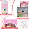 Puppenhaus Holz Puppenstube mit Möbeln & Zubehör 3 stöckiges Dollhouse Spielzeug 80 x 33 x 114 cm