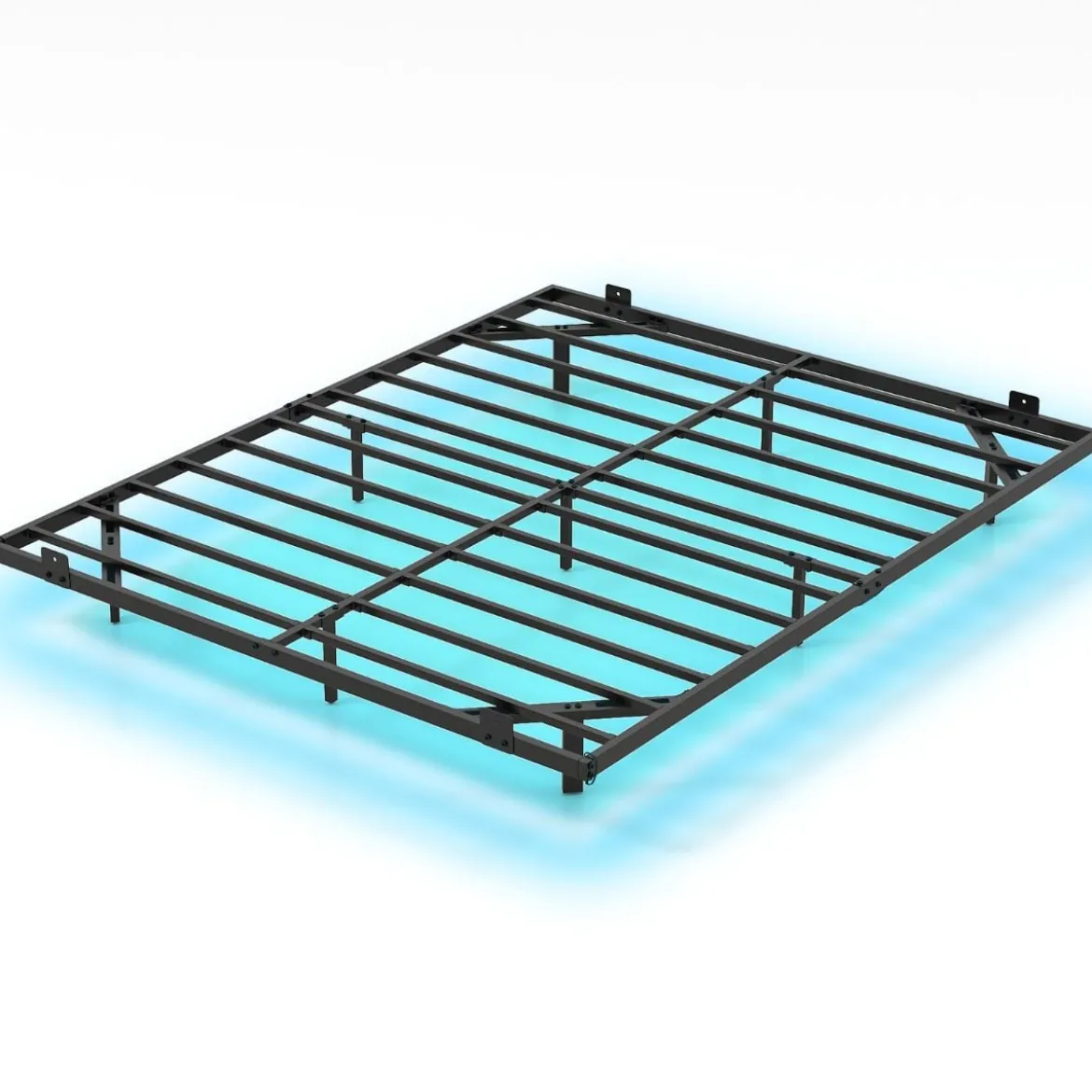 Queen Size Schwebebettgestell mit LED-Leuchten modernes Bettgestell aus Metall 160 x 200 cm