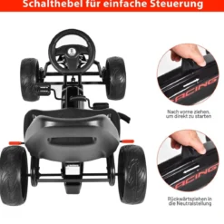 Racing Gokart Racing Pedal Gokart Go Cart Kinderfahrzeug für Kinder 100 x 58,5 x 62 cm Schwarz