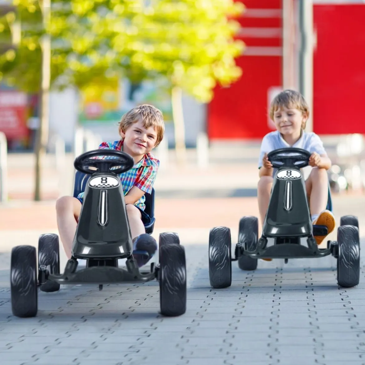 Racing Gokart Racing Pedal Gokart Go Cart Kinderfahrzeug für Kinder 100 x 58,5 x 62 cm Schwarz