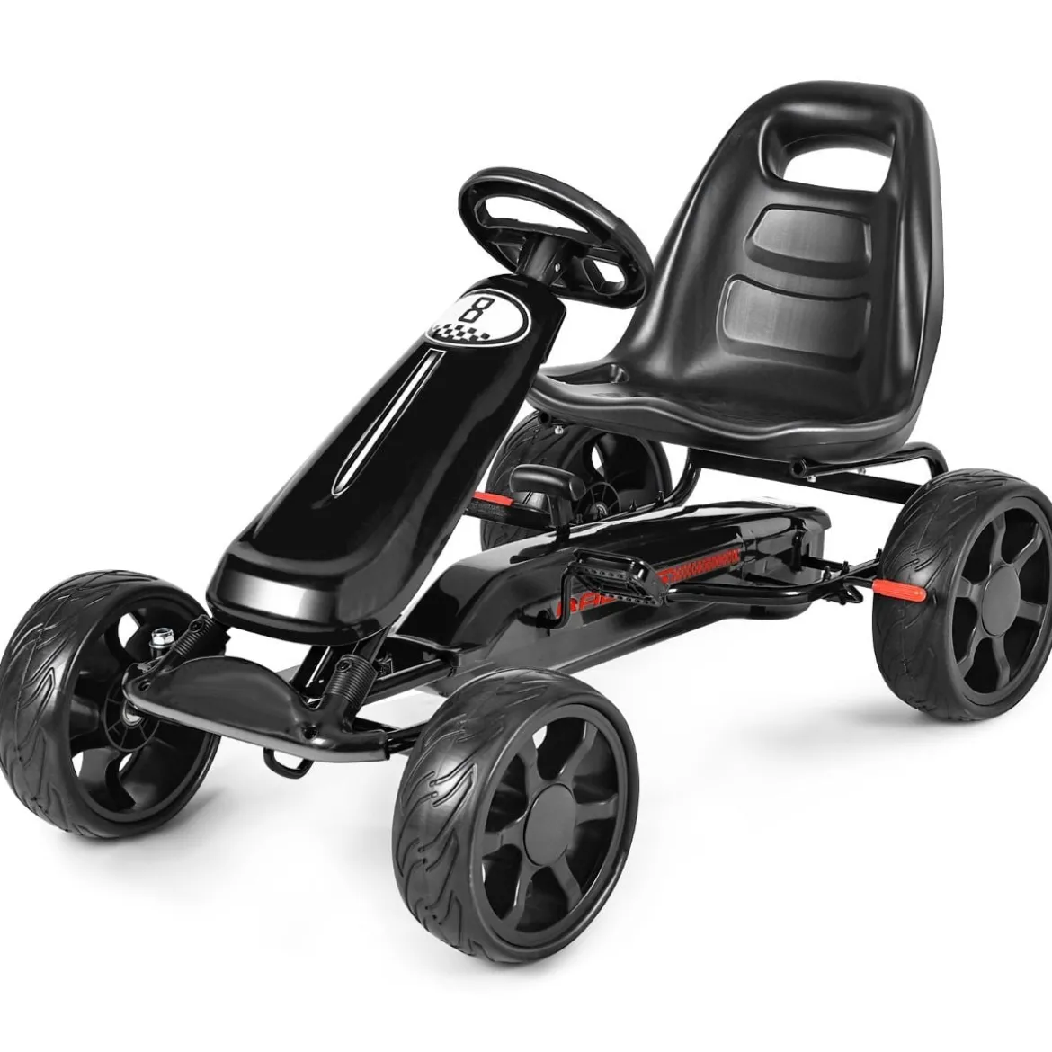 Racing Gokart Racing Pedal Gokart Go Cart Kinderfahrzeug für Kinder 100 x 58,5 x 62 cm Schwarz