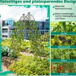 Rankgitter Metall 2er Set dekorativer Gartenzaun freistehende Rankhilfe 220 x 50 cm Schwarz