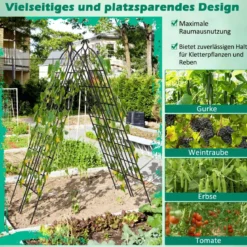 Rankgitter Metall 4er Set dekorativer Gartenzaun freistehende Rankhilfe 180 x 50 cm Schwarz