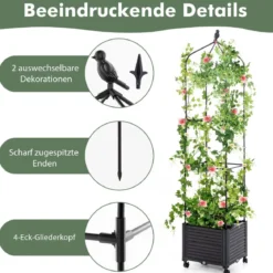 Rankhilfe mit Blumenkasten & Selbstbewässerung auf Rollen Garten Obelisk Tomatenturm