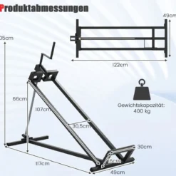 Rasentraktor Heber Hebevorrichtung bis 400 kg 50° Stufenlos Verstellbare Faltbare Hebebühne Schwarz