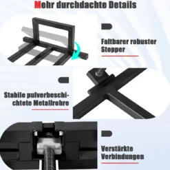 Rasentraktor Heber Hebevorrichtung bis 400 kg 50° Stufenlos Verstellbare Faltbare Hebebühne Schwarz
