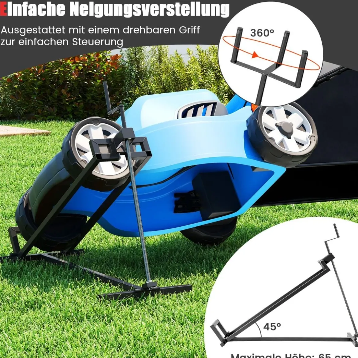 Rasentraktor Heber Hebevorrichtung bis 400 kg 50° Stufenlos Verstellbare Faltbare Hebebühne Schwarz