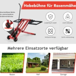 Rasentraktor Heber mit Tragfähigkeit von 225 kg Höhenverstellbare Hebevorrichtung Rot