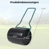 Rasenwalze aus Metall mit 60 L Füllvolumen & 50 cm Rollbreite Gartenwalze mit U-Griff 50 x 40 x 112 cm