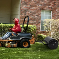 Rasenwalze Metall 113 L Handwalze mit Griff Gartenwalze Ø 40CM befüllbar mit Wasser/Sand Schwarz/Grün