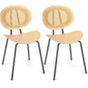 Rattan Esszimmerstuhl-Set 2er Set Boho Armlose Esszimmerstühle mit Metallbeinen atmungsaktiver Flechtcane-Rückenlehne