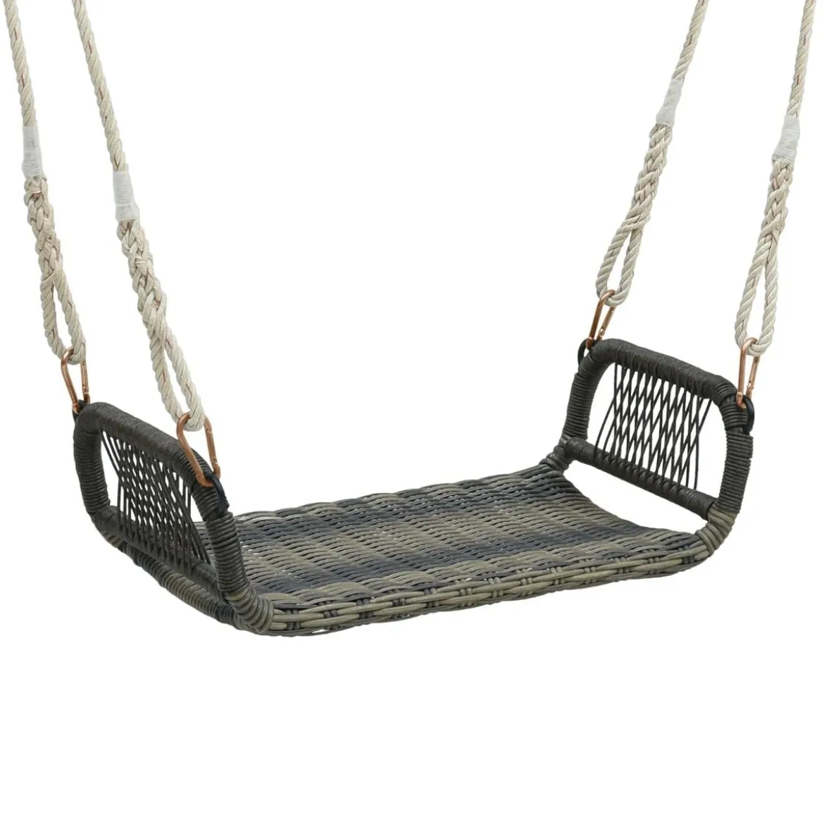 Rattan Hängesessel mit 2 Hanfseilen Wetterfester Hängestuhl Belastbar bis 180kg Schaukelsitz